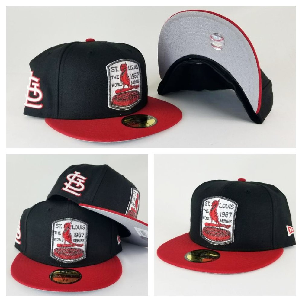 New Era St. Louis Cardinals World Series 1967 Black and Red Edition 59Fifty  Fitted Cap, EXCLUSIVE HATS, CAPS