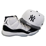 Matching New Era New York Yankees snapback Hat for Jordan 11 White Black Concord