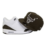 Matching New Era Brown Chicago Bulls Fitted Hat For Jordan 3 White Mocha