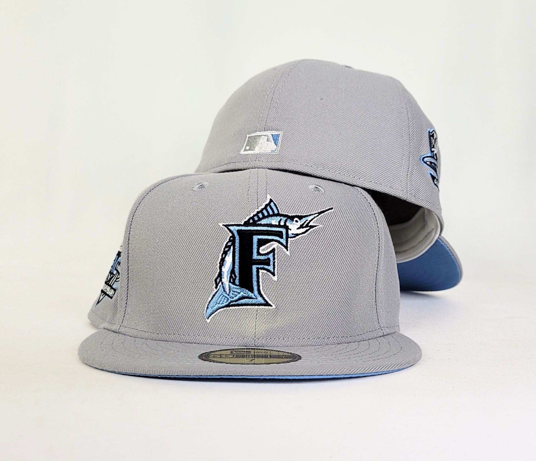 Grey Florida Marlins Ice Blue Bottom 10th Anniversary Patch New Era 59Fifty  Fitted