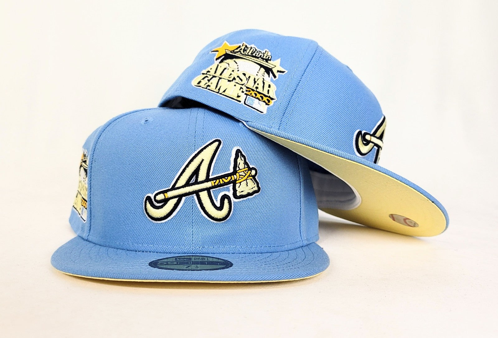 Sky Blue Atlanta Braves Soft Yellow Bottom 2000 All Star Game Patch New Era 59Fifty Fitted