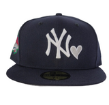 Navy Blue Heart New York Yankees Grey Bottom1999 World Series New Era 59Fifty Fitted Hat