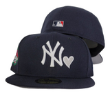 Navy Blue Heart New York Yankees Grey Bottom1999 World Series New Era 59Fifty Fitted Hat