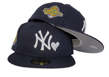 Navy Blue Heart New York Yankees Grey Bottom 1996 World Series New Era 59Fifty Fitted