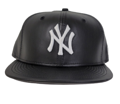 New Era 59Fifty PU Leather New York Yankees Black On White Fitted