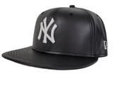New Era 59Fifty PU Leather New York Yankees Black On White Fitted