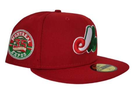 Red Montreal Expos Green Bottom 35th Anniversary Side patch New Era 59Fifty Fitted