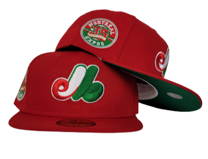 Red Montreal Expos Green Bottom 35th Anniversary Side patch New Era 59Fifty Fitted