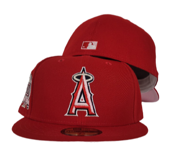 Red Los Angeles Angels Pink Bottom 50th Anniversary New Era 59Fifty Fitted Hat