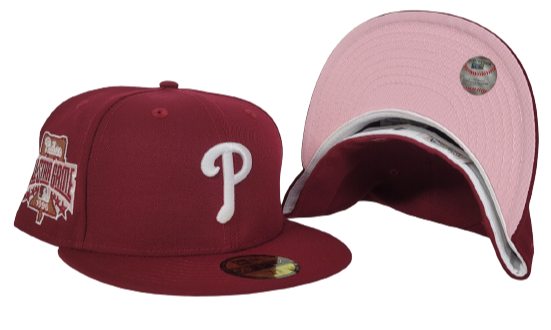 New Era Pink Bottom Burgundy Philadelphia Phillies 1996 All Star Game Side Patch Fitted Hat