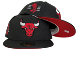 Black Chicago Bulls Red Bottom 6X Champions Side patch New Era 59Fifty Fitted