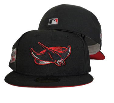 Black Tampa Bay Rays Red Bottom 1998 Inaugural Season New Era 59Fifty Fitted