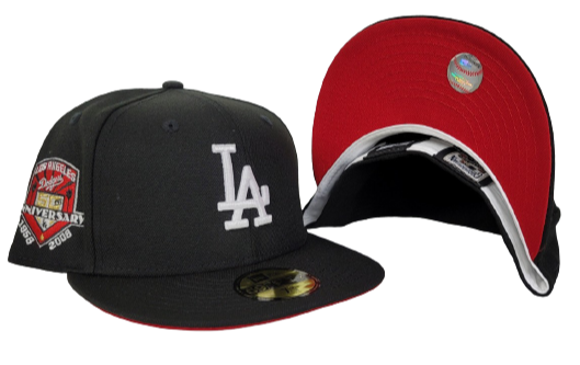 Black Los Angeles Dodgers Red Bottom 50th Anniversary New Era 59Fifty Fitted
