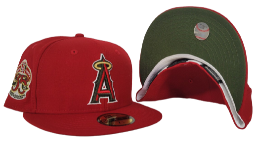 Red Los Angeles Angels Olive Green Bottom 35th Anniversary New Era 59Fifty Fitted
