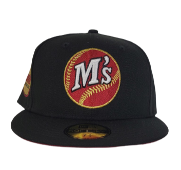 Black Seattle Mariners Burgundy Bottom Baseball Club Side Patch New Era 59Fifty Fitted