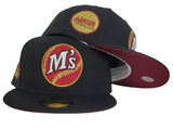 Black Seattle Mariners Burgundy Bottom Baseball Club Side Patch New Era 59Fifty Fitted