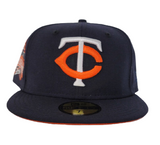 Navy Blue Minnesota Twins Orange Bottom 1985 All Star Game Side Patch New Era 59Fifty Fitted