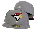 Grey Toronto Blue Jays Burgundy Bottom 10th Anniversary Side Patch New Era 59Fifty Fitted