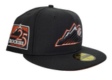 Black Colorado Rockies Rust Bottom 25th Anniversary Side Patch New Era 59Fifty Fitted