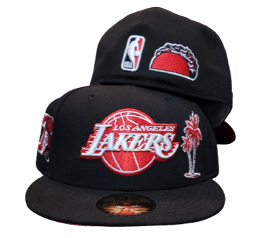 Black Los Angeles Lakers Red Bottom 17X Champions Trophy Side Patch New Era 59Fifty Fitted