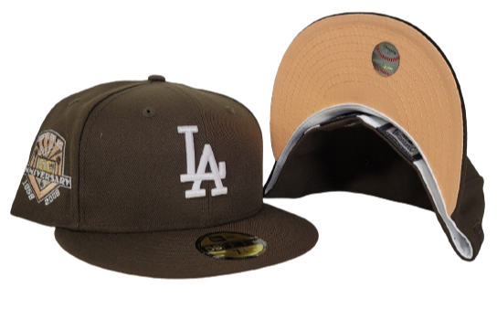 Brown Los Angeles Dodgers Soft yellow Bottom 50th Anniversary New Era  59Fifty Fitted