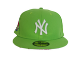 Lime Green New York Yankees Floral Bottom 1999 World Series Side patch New Era 59Fifty Fitted
