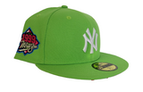 Lime Green New York Yankees Floral Bottom 1999 World Series Side patch New Era 59Fifty Fitted