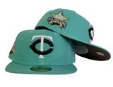 Mint Green Minnesota Twins Brown Bottom 1985 All Star Game Side Patch New Era 59Fifty Fitted