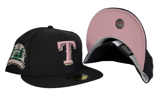 Black Texas Rangers Pink Bottom Final Season Side Patch New Era 59Fift ...
