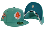 Mint Green New Era Boston Red Sox Aqua Bottom 1967 World Series side Patch 59Fifty Fitted