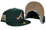 Dark green Atlanta Braves Tan Bottom 25th Anniversary Side Patch New Era 59Fifty Fitted