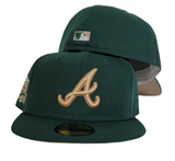 Dark green Atlanta Braves Tan Bottom 25th Anniversary Side Patch New Era 59Fifty Fitted