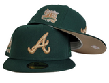 Dark green Atlanta Braves Tan Bottom 25th Anniversary Side Patch New Era 59Fifty Fitted