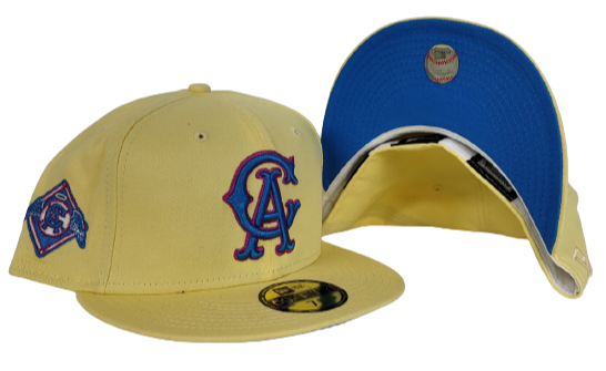 Soft Yellow California Angels dolphin Blue Bottom New Era 59Fifty Fitted