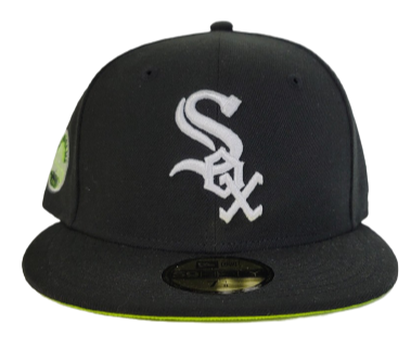 Black Chicago White Sox Neon green Bottom 5oth Anniversary Side patch New Era 59Fifty Fitted