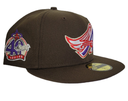 Brown Los Angeles Angels Purple Bottom 40th Season Side Patch New Era 59Fifty Fitted