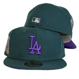 Dark Green Los Angeles Dodgers Purple Bottom 75th World Series Side Patch New Era 59Fifty Fitted