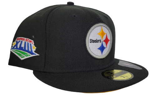 New Era Black Pittsburgh Steelers Super Bowl Patch 59FIFTY Fitted Hat