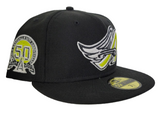 Black Los Angeles Angels Neon Green Bottom 50th Anniversary Patch New Era 59Fifty Fitted