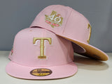 Pink Texas Rangers Gold Bottom 40th Anniversary Side Patch New Era 59Fifty Fitted