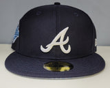 Navy Blue Atlanta Braves Sky Paisley Bottom 1996 World Series Side Patch New Era 59Fifty Fitted