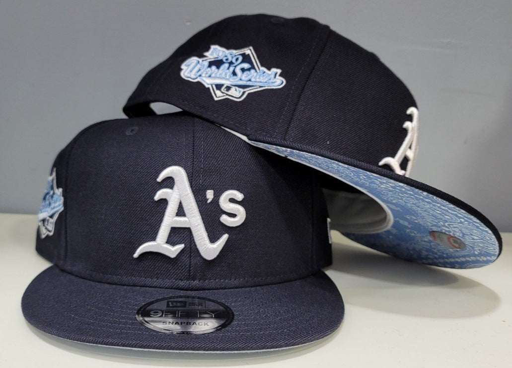 Navy Blue Oakland Athletics Sky Blue Paisley Bottom 1989 World