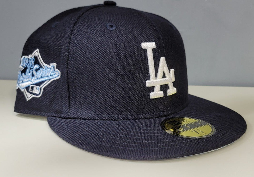 Navy Blue Los Angeles Sky Paisley Bottom 1988 World Series Side Patch New Era 59Fifty Fitted