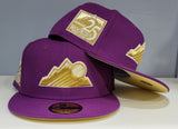 Grape Purple Colorado Rockies 25th Anniversary Soft Yellow Bottom New Era 59Fifty Fitted