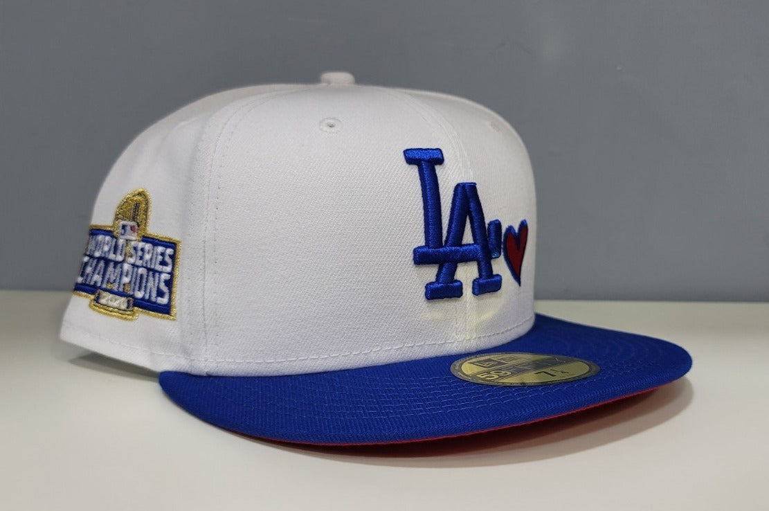 White Los Angeles Dodgers Red Bottom 2020 World Series Champions New Era 59Fifty Fitted