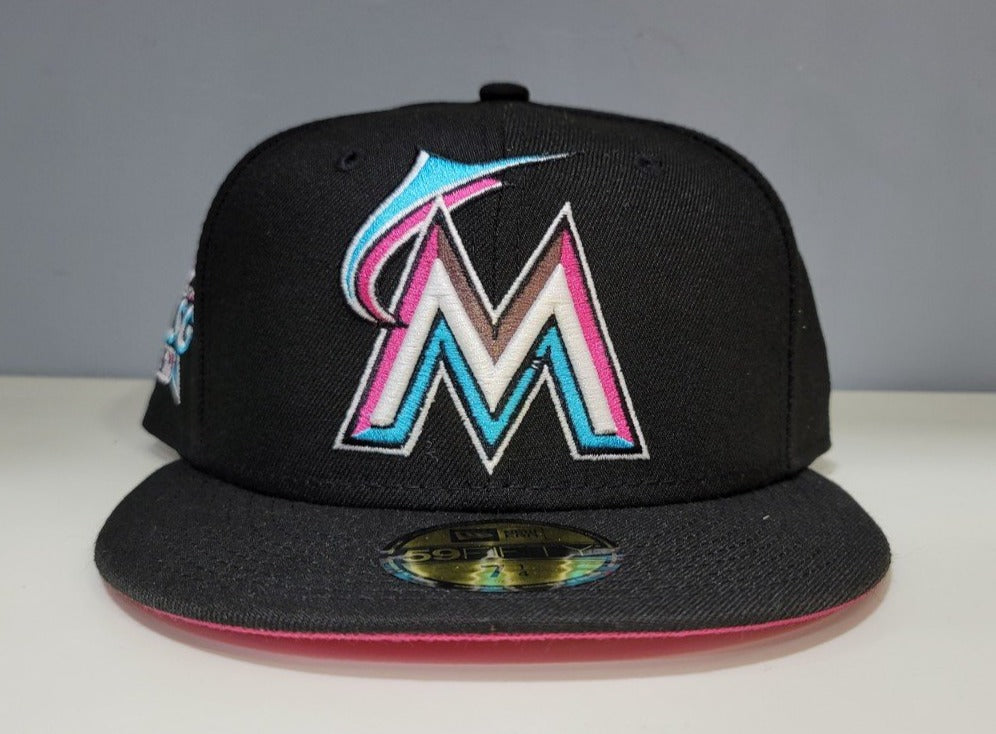 Black Miami Marlins Fusion Pink Bottom 2017 All Star Game Side Patch New Era 59Fifty Fitted