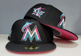 Black Miami Marlins Fusion Pink Bottom 2017 All Star Game Side Patch New Era 59Fifty Fitted