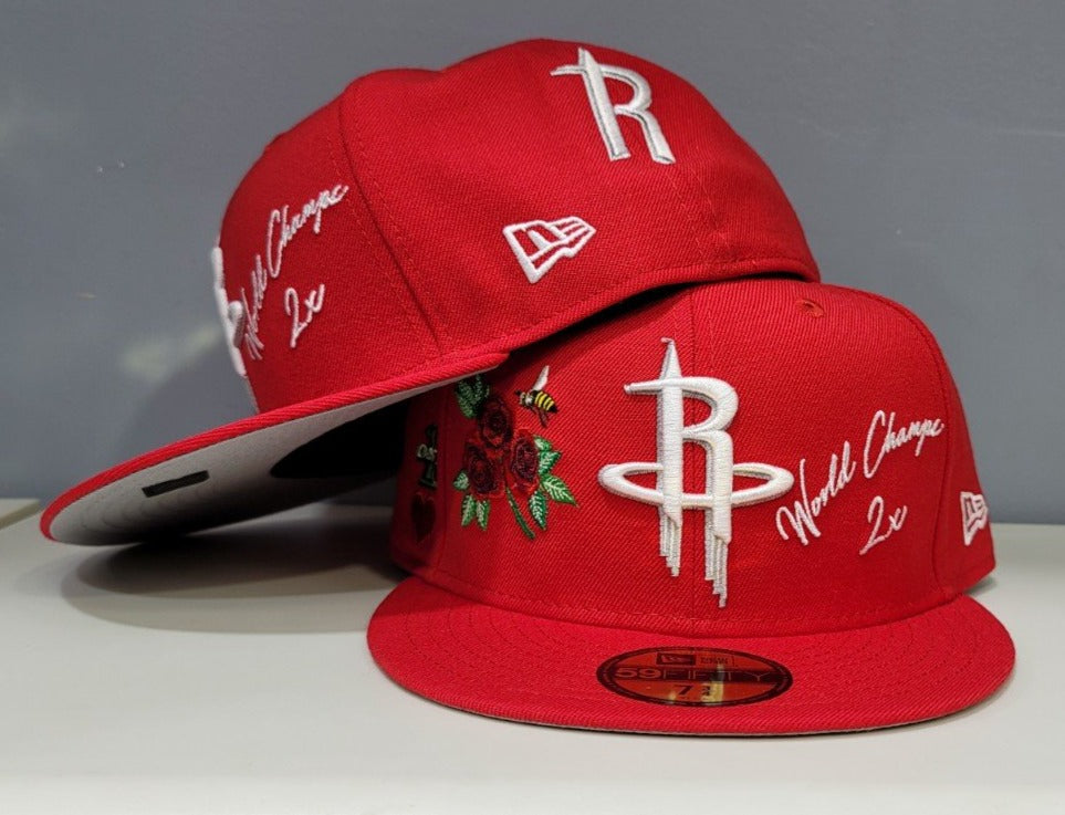 Houston Rockets New Era Splatter 59FIFTY Fitted Hat - Red