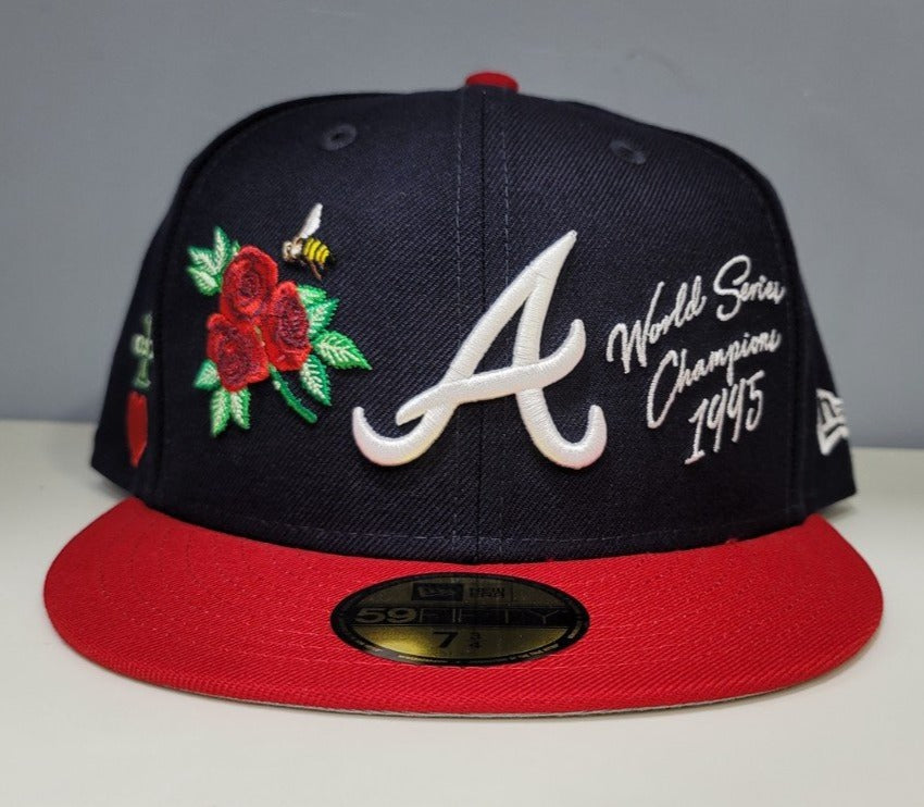 Navy Blue Atlanta Braves 3X World Series Champions Crown New Era 59FIFTY Fitted 77/8
