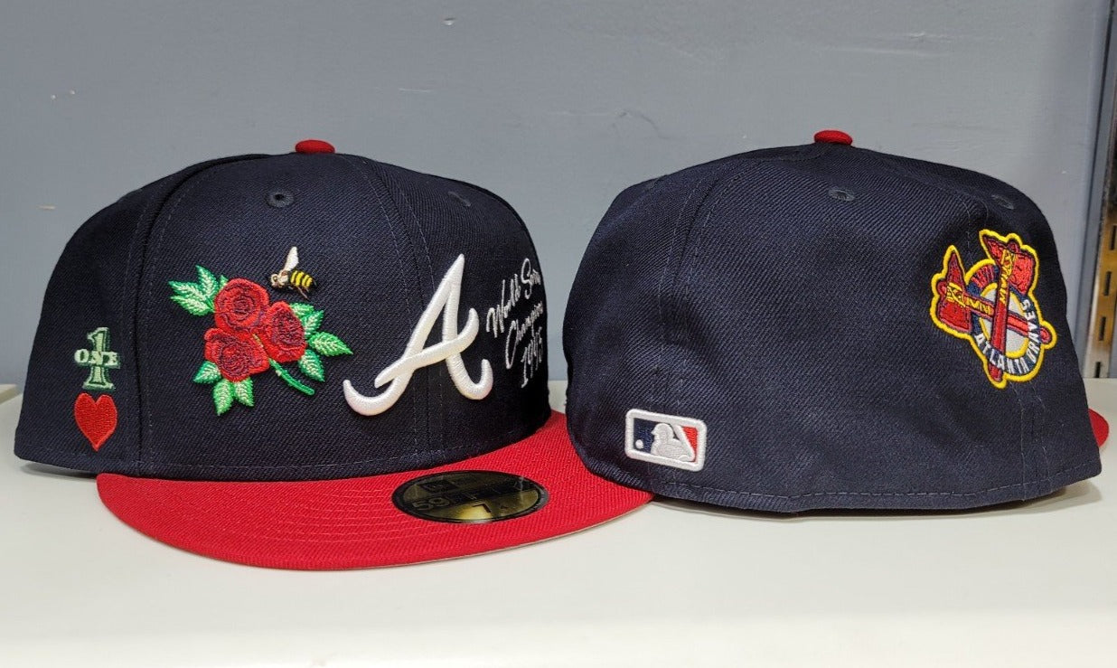 Navy Blue Atlanta Braves Logo Impressions New Era 59FIFTY Fitted